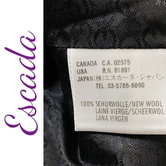 ESCADA Black Wool Elegant  Floral Cutout Blazer, Size 38 (US 8) - Picture 7 of 12